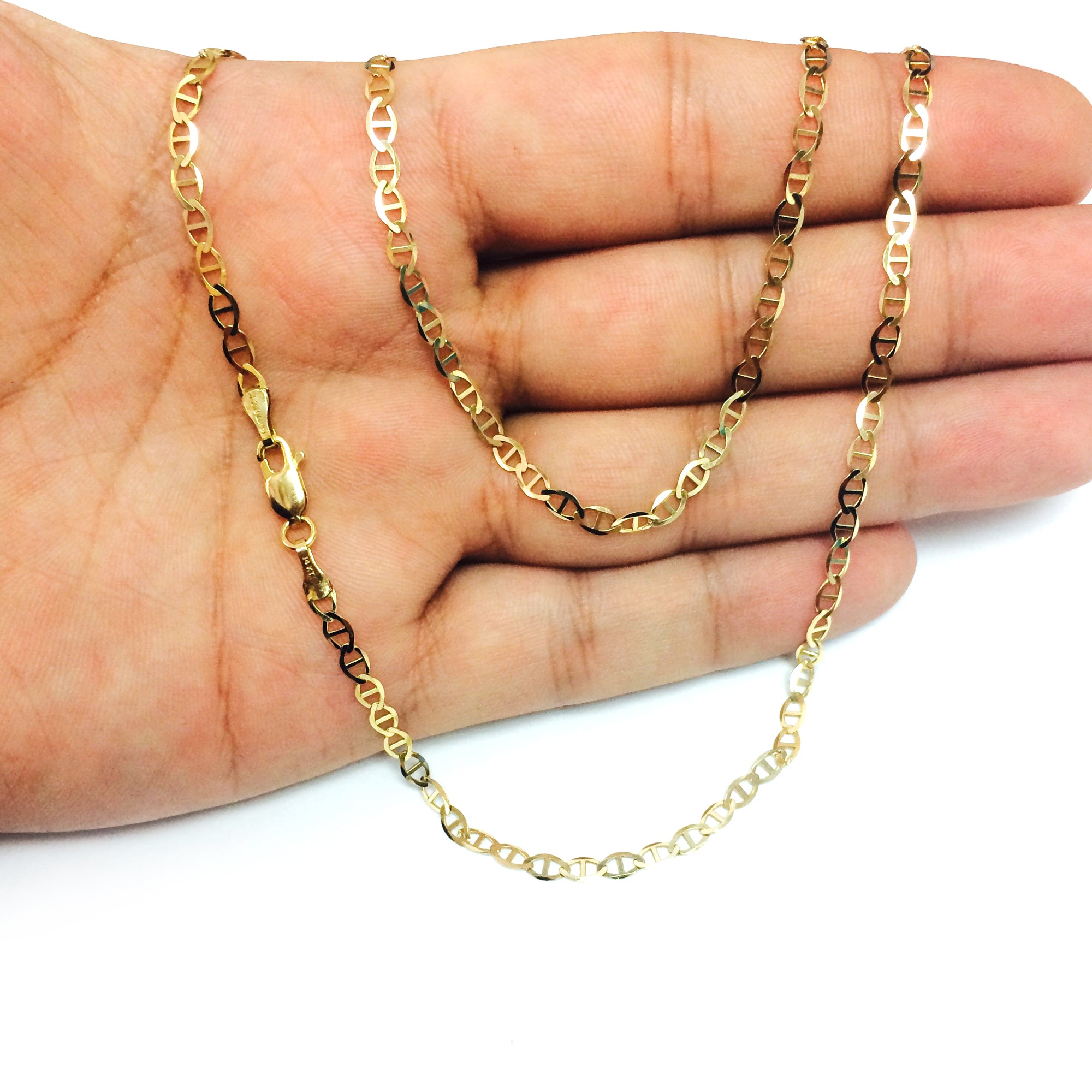 10 k gult gull Mariner Link Chain Halskjede, 3,2 mm fine designersmykker for menn og kvinner