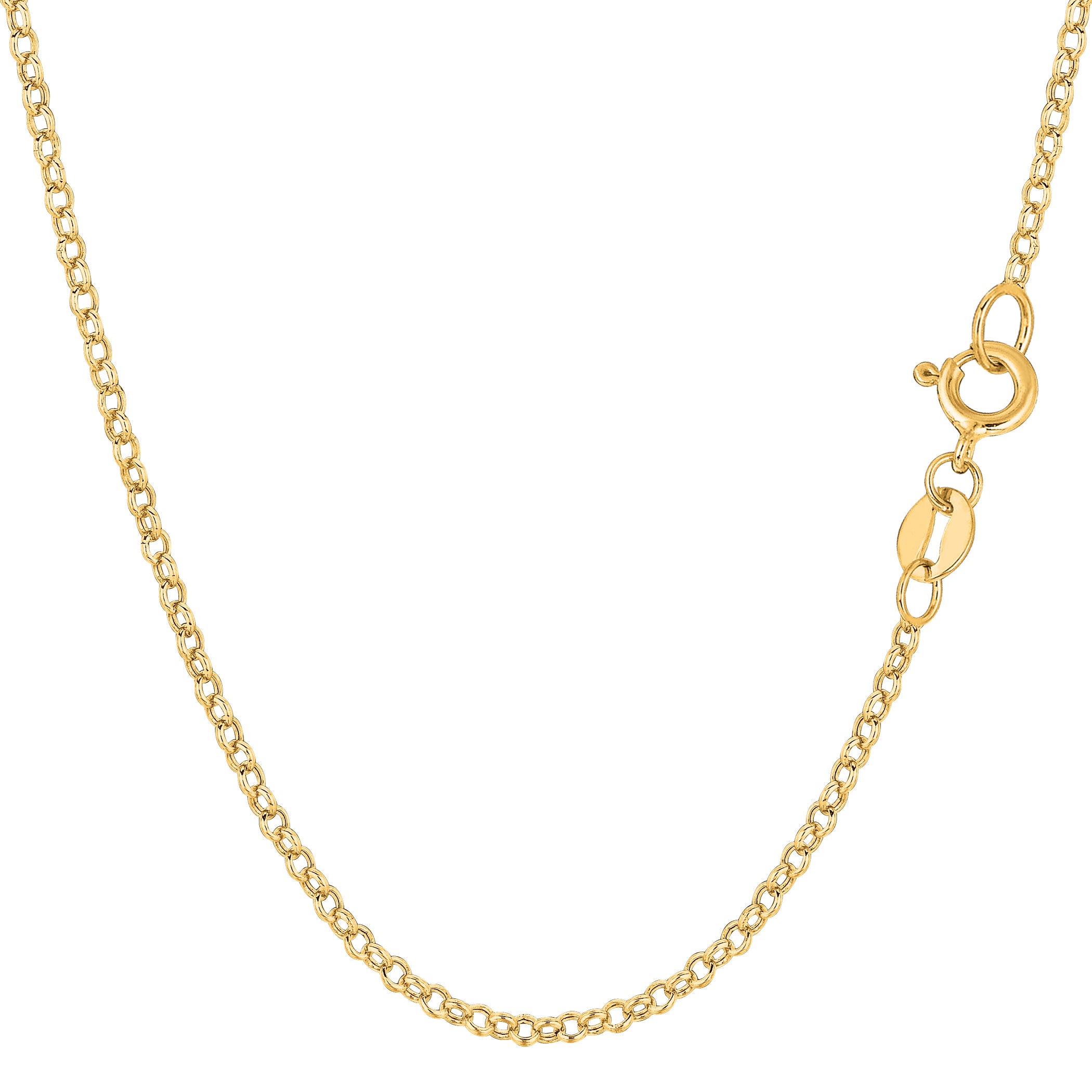 10k Yellow Gold Round Rolo Link Chain Necklace, 1.9mm fine designer jewelry for men and women