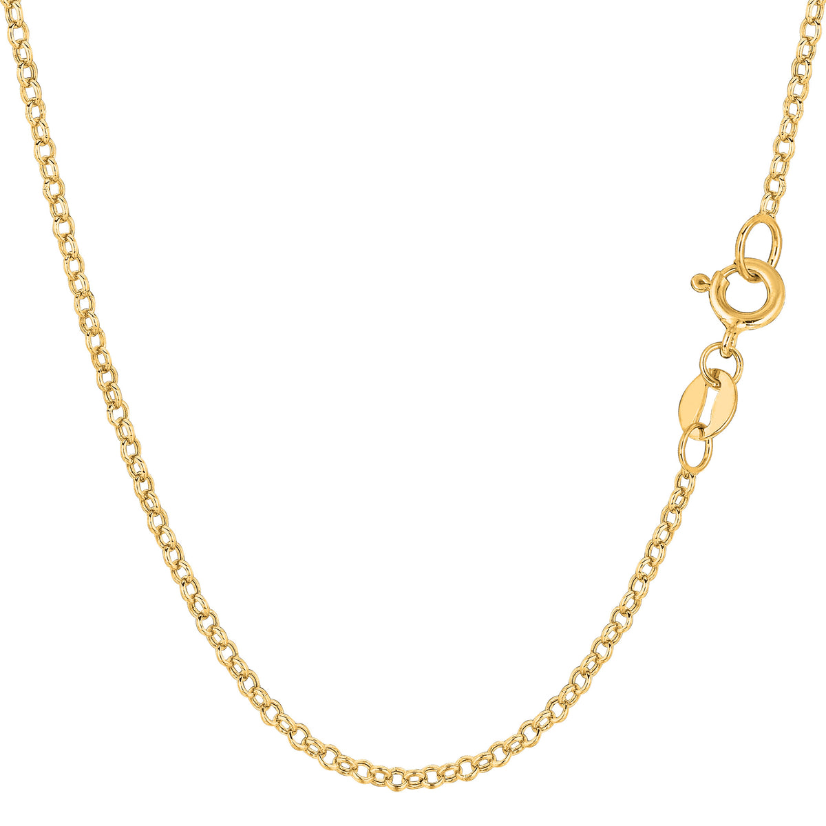 10 k gult guld runt Rolo Link Chain Halsband, 1,9 mm fina designersmycken för män och kvinnor