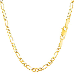 10 k gult massivt guld Figaro Chain Halsband, 3,0 mm fina designersmycken för män och kvinnor