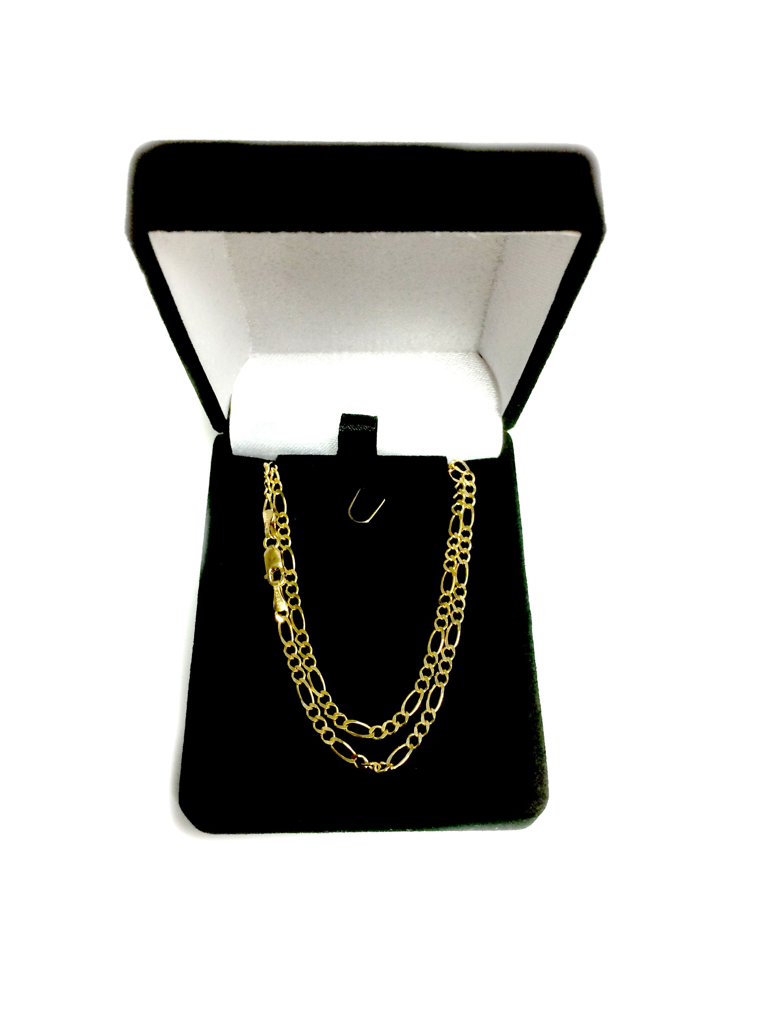 10k Yellow Solid Gold Figaro Chain Necklace, 3.0mm fine designer jewelry for men and women