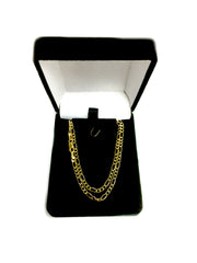 10k Yellow Solid Gold Figaro Chain Necklace, 3.0mm