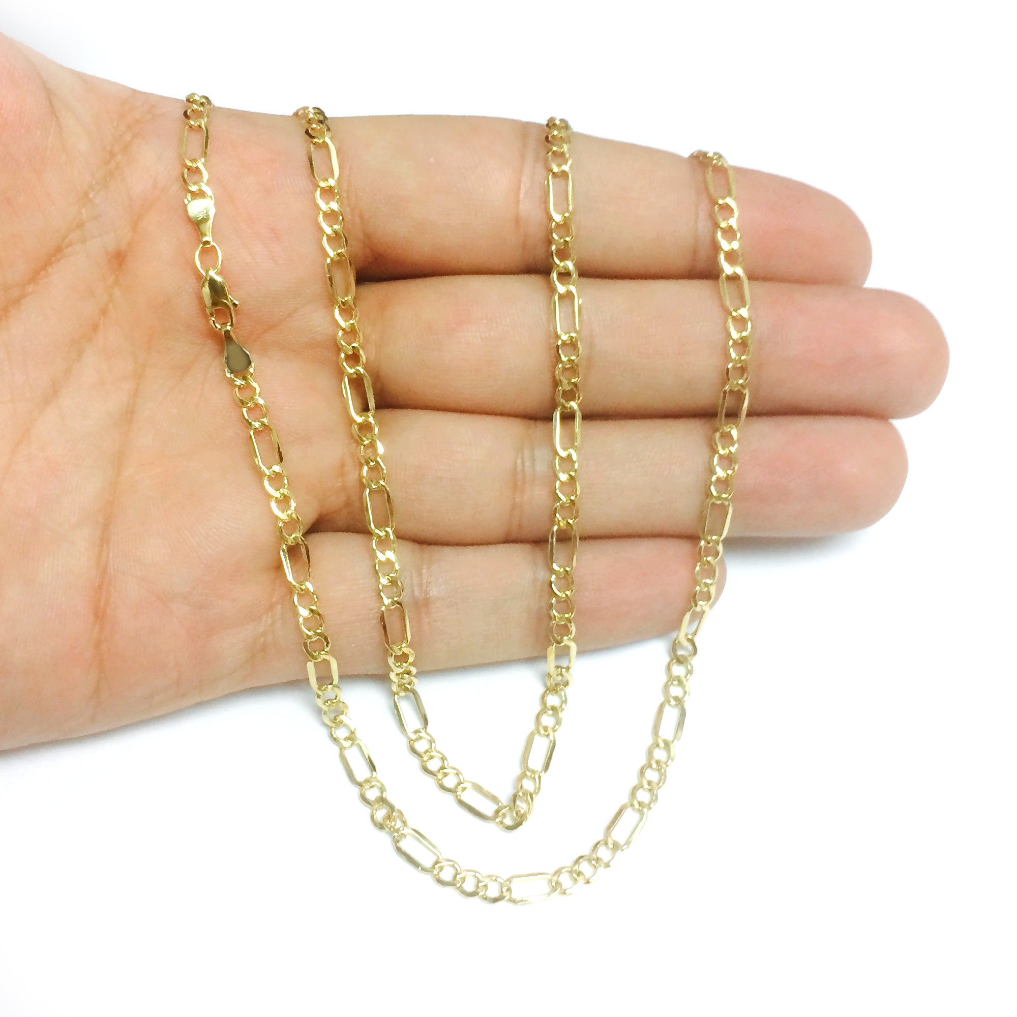 10k gul massivt guld Figaro kæde halskæde, 3,0 mm fine designer smykker til mænd og kvinder