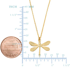 14K Yellow Gold Dragonfly Pendant Necklace, 18" fine designer jewelry for men and women