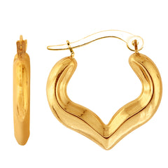 Boucles d'oreilles créoles fantaisie en forme de cœur brillant en or jaune 10 carats, diamètre 18 mm, bijoux de créateur fins pour hommes et femmes