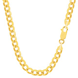 10k Yellow Gold Curb Hollow Chain Necklace, 4.4mm