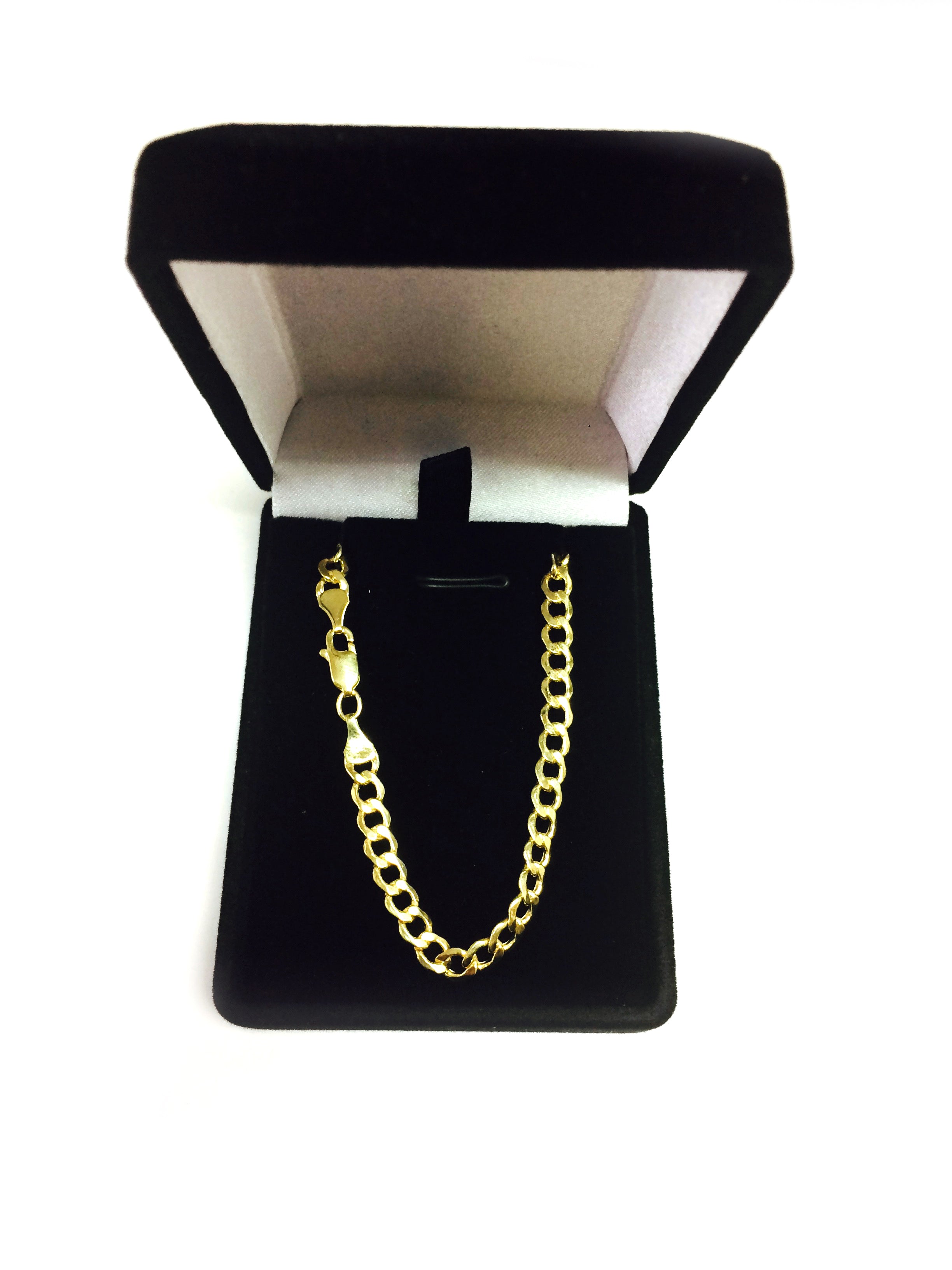 Collana a catena cava con cordolo in oro giallo 10k, gioielli di alta qualità da 4,4 mm per uomini e donne
