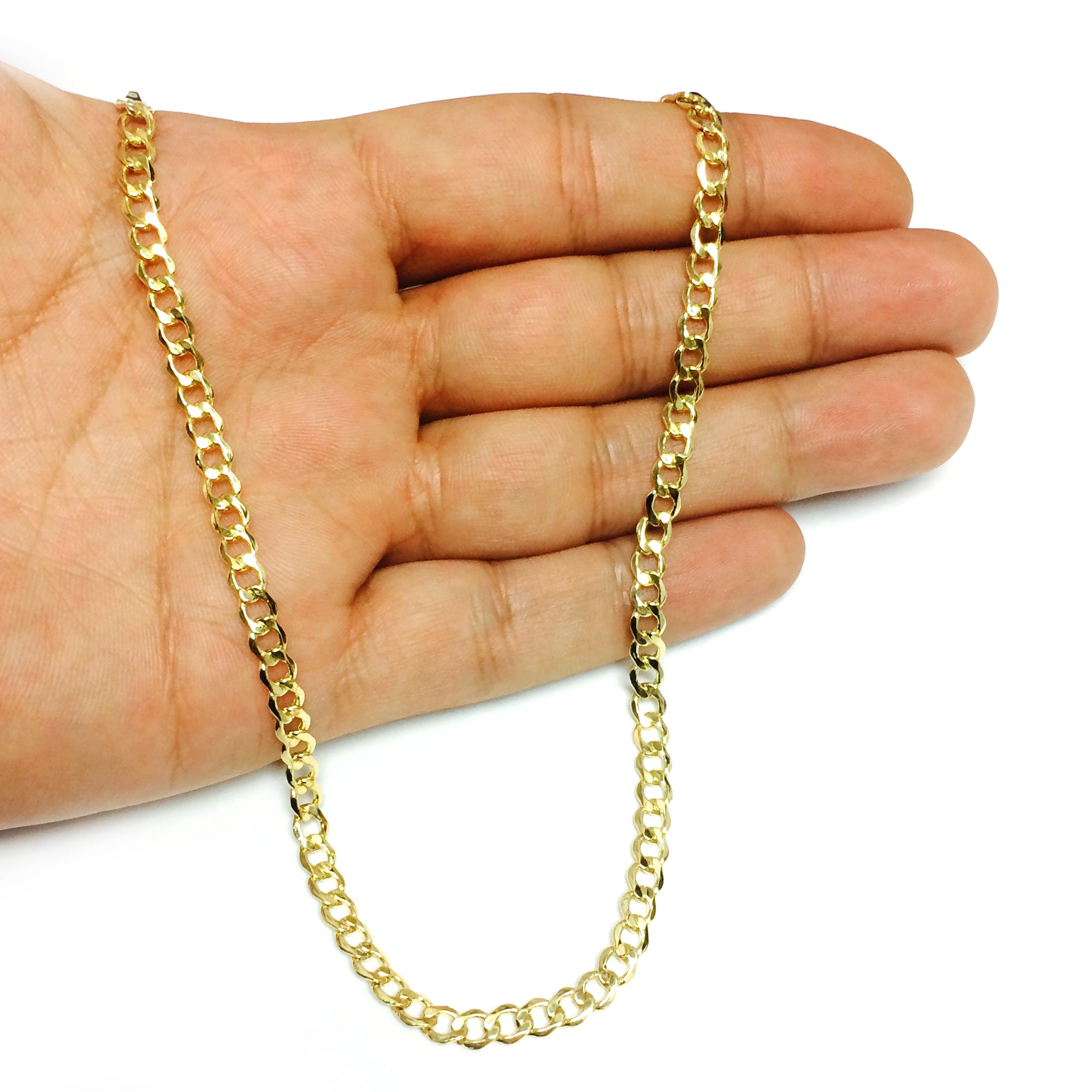 10k gult gull Curb Hollow Chain Halskjede, 4,4 mm fine designersmykker for menn og kvinner