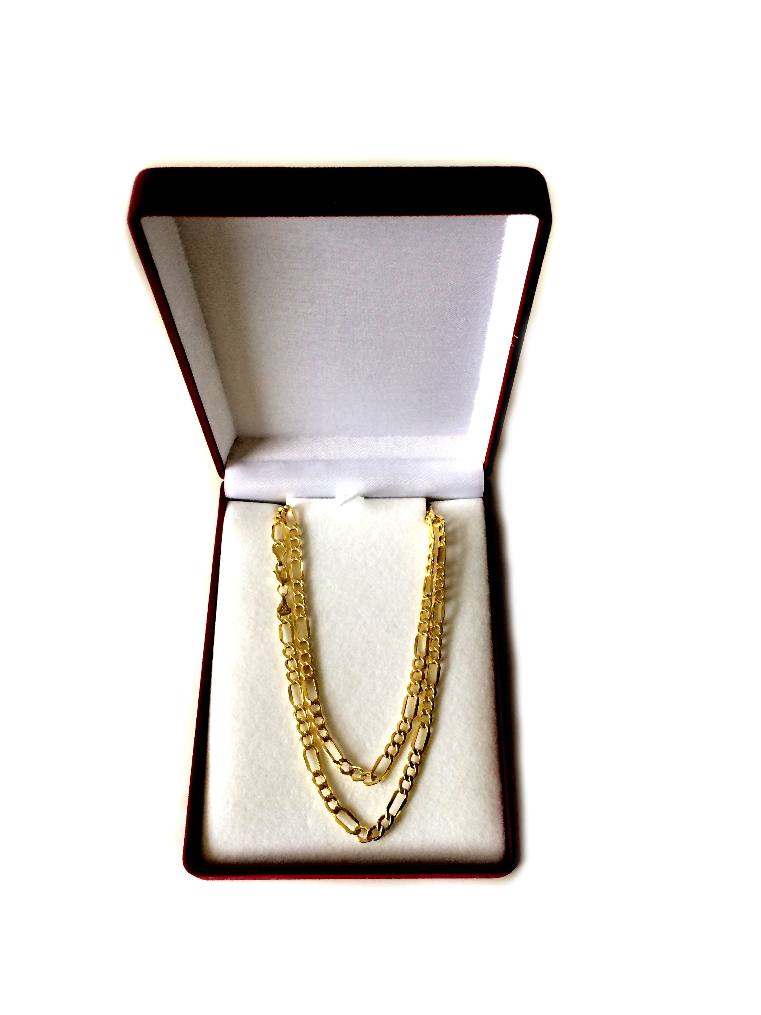 10k Yellow Gold Hollow Figaro Chain Necklace, 4.6mm fine designer jewelry for men and women