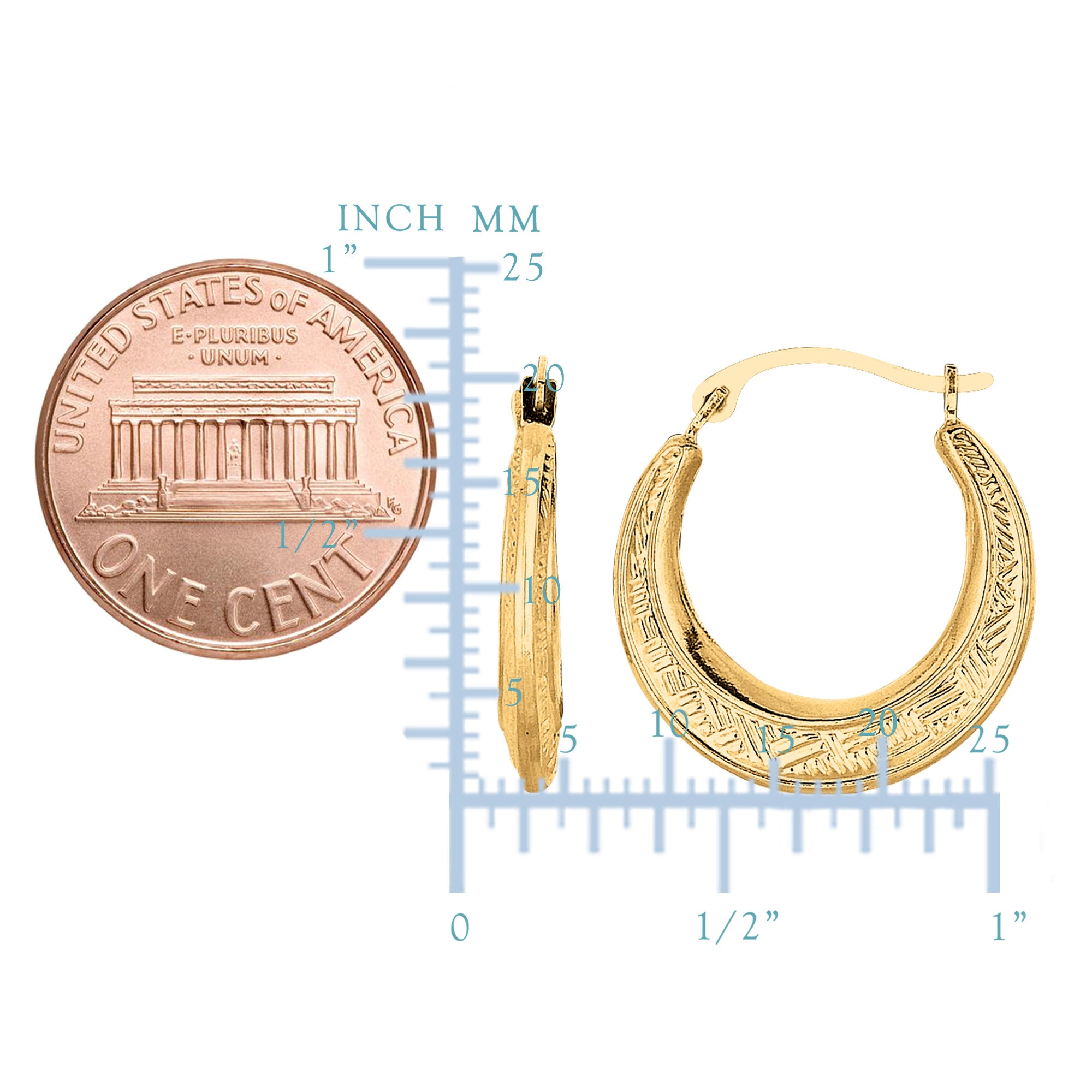 10 k gult guld vävstrukturdesign rund form bågeörhängen, diameter 20 mm fina designersmycken för män och kvinnor