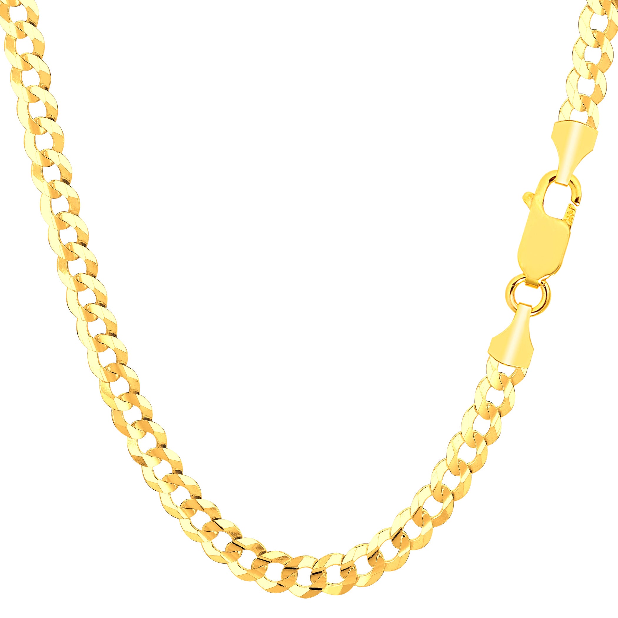Collar de cadena curva cómoda de oro amarillo de 10 quilates, joyería fina de diseño de 4,7 mm para hombres y mujeres