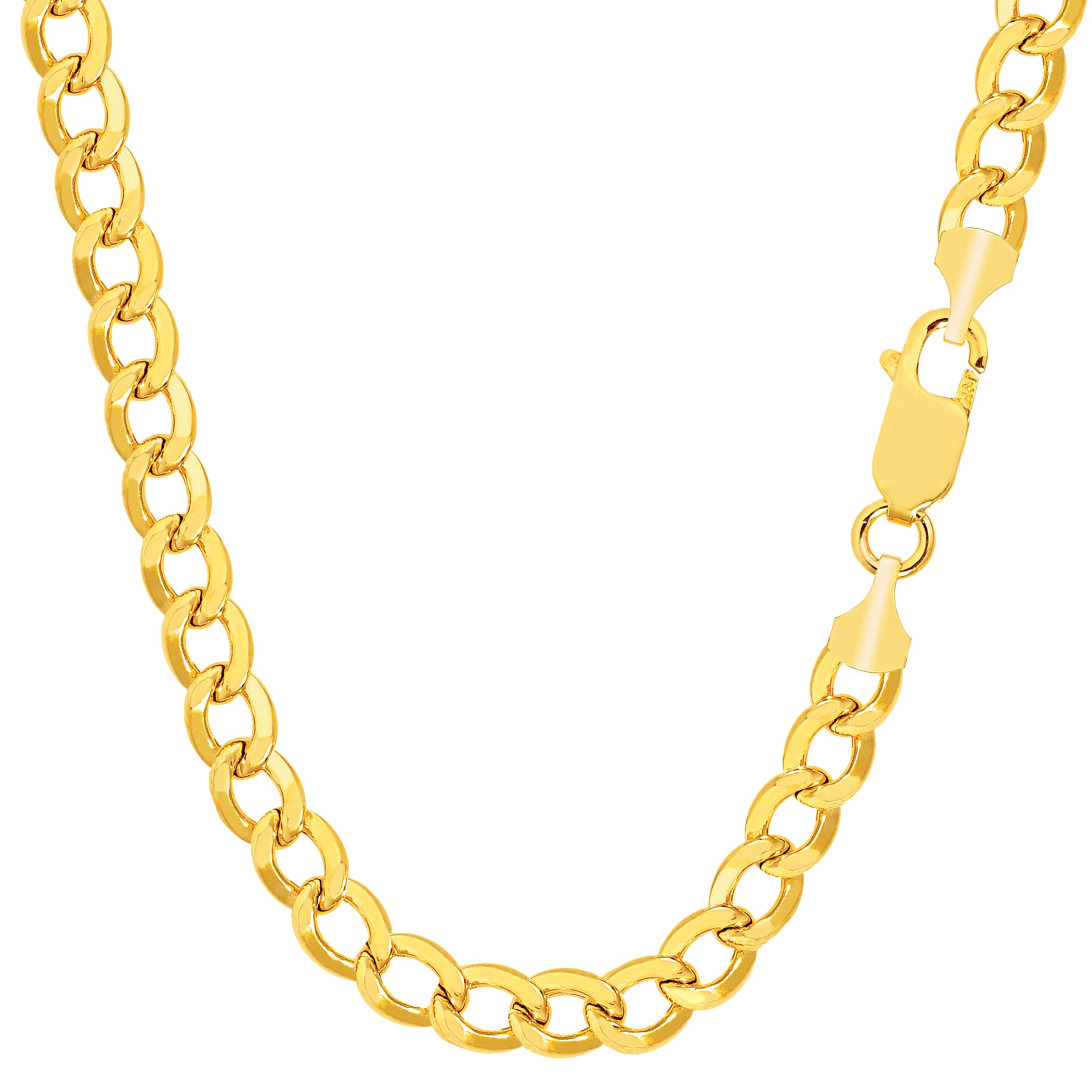 10k Yellow Gold Curb Hollow Chain Necklace, 5.3mm fine designer jewelry for men and women