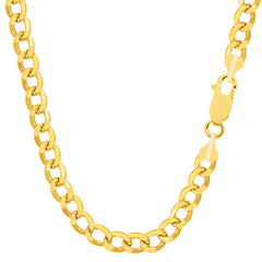 Collana a catena cava con cordolo in oro giallo 10k, gioielli di alta qualità da 5,3 mm per uomo e donna