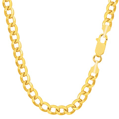 10k Yellow Gold Curb Hollow Chain Necklace, 5.3mm