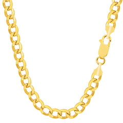 Collar de cadena hueca de oro amarillo de 10 quilates, joyería fina de diseño de 5,3 mm para hombres y mujeres