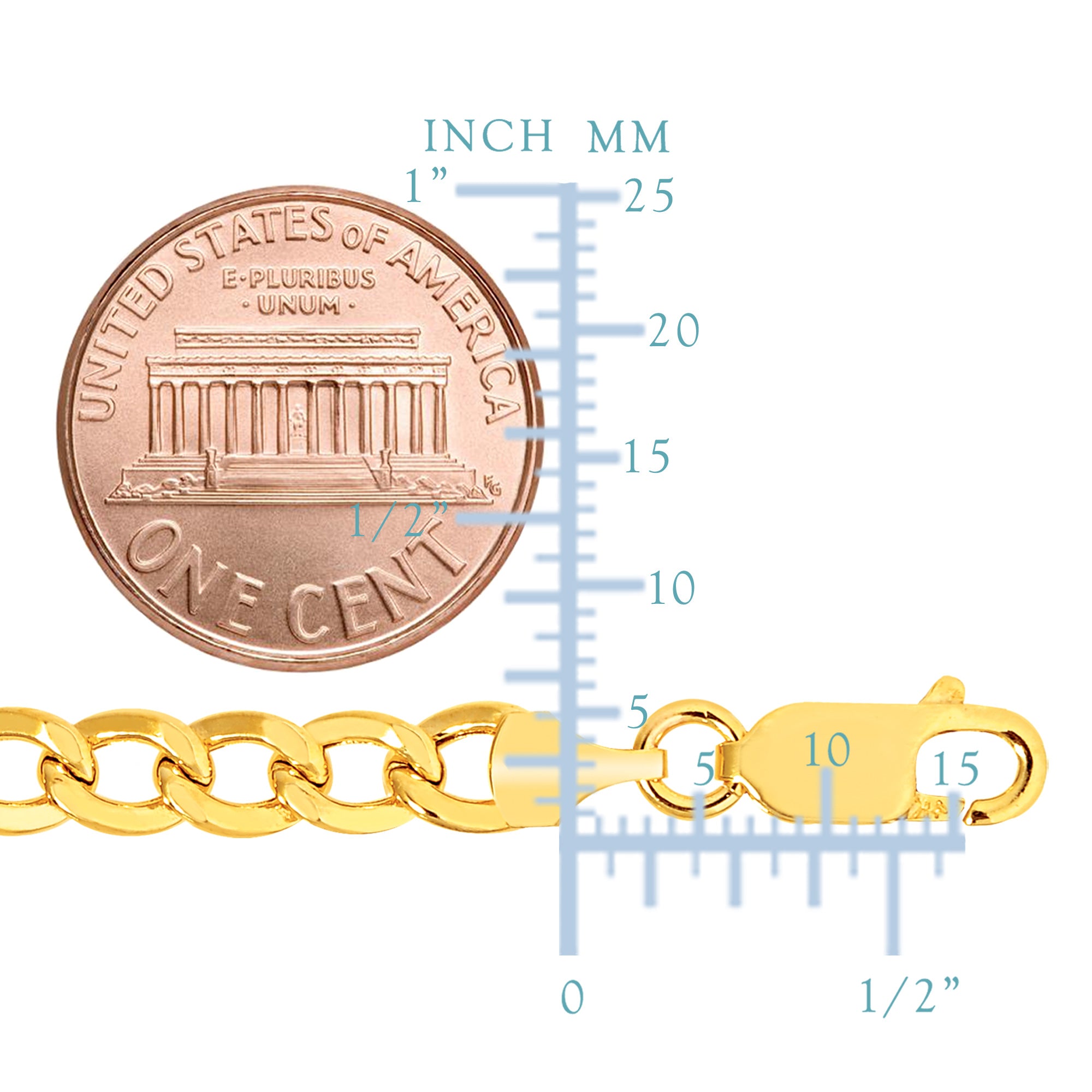 10k gult gull Curb Hollow Chain Halskjede, 5,3 mm fine designersmykker for menn og kvinner