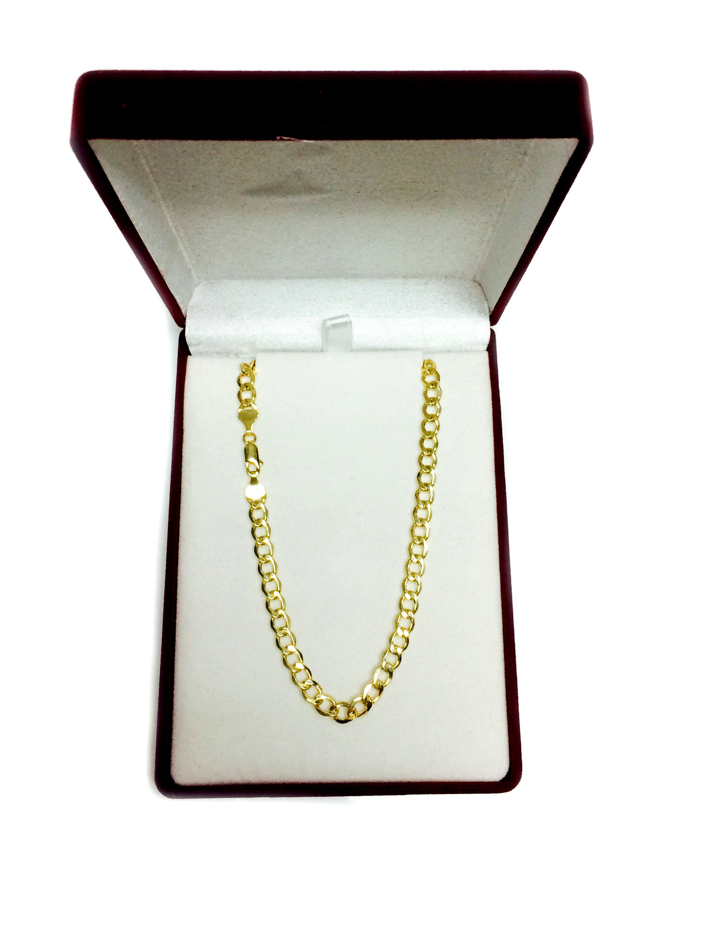 10k Yellow Gold Curb Hollow Chain Necklace, 5.3mm