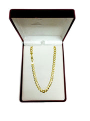 Collar de cadena hueca de oro amarillo de 10 quilates, joyería fina de diseño de 5,3 mm para hombres y mujeres