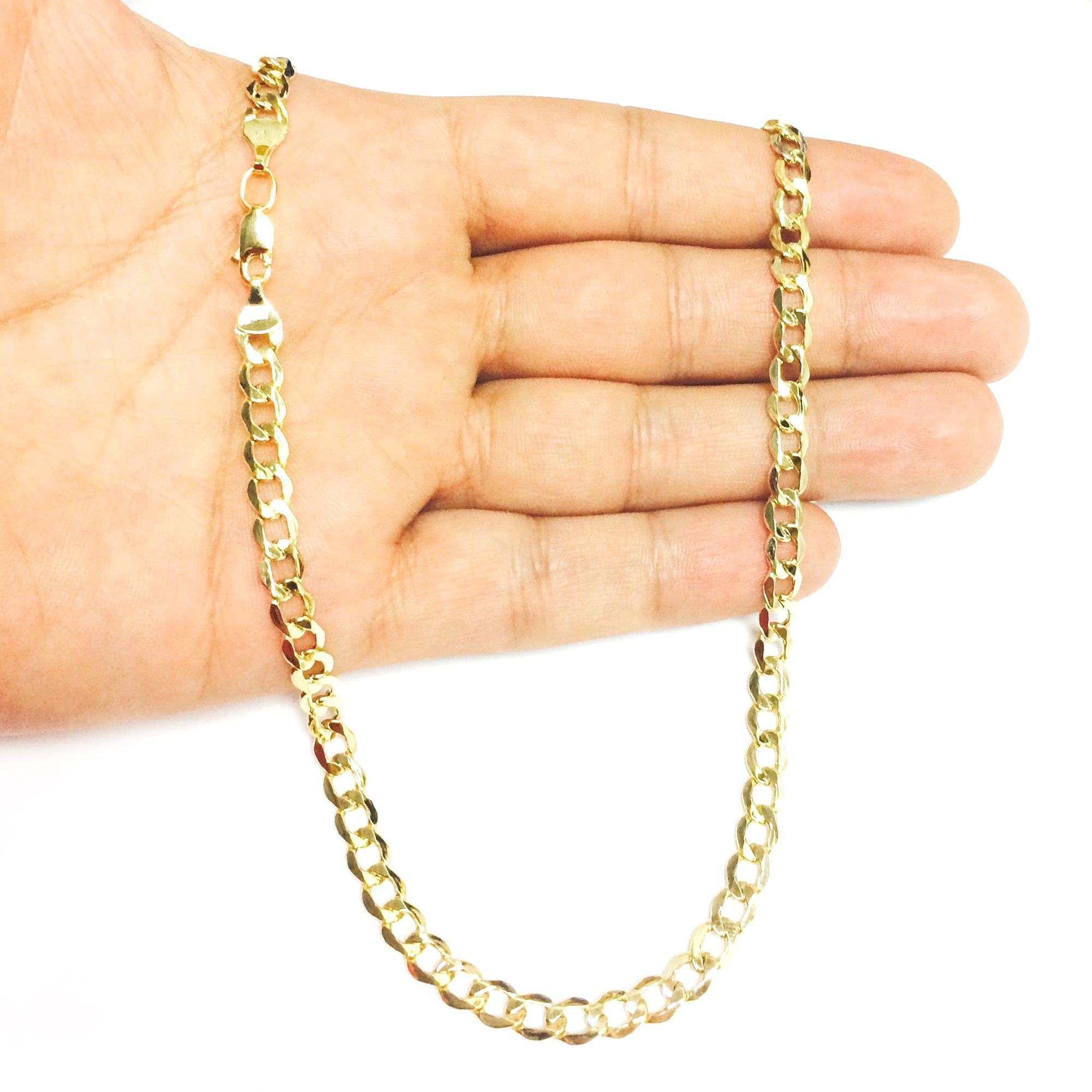 10k gult gull Curb Hollow Chain Halskjede, 5,3 mm fine designersmykker for menn og kvinner