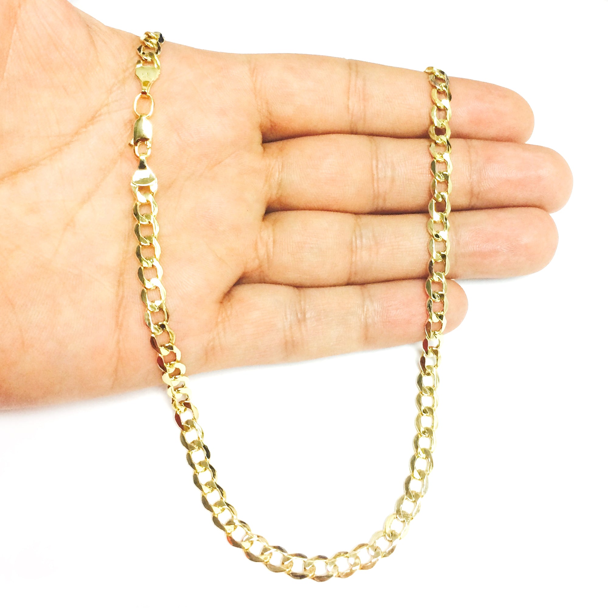 10k Yellow Gold Curb Hollow Chain Necklace, 5.3mm fine designer jewelry for men and women