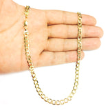 14k Yellow Gold Curb Hollow Chain Necklace, Width 5.5mm