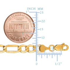 Collana a catena Figaro cava in oro giallo 10k, gioielleria raffinata da 5,4 mm per uomini e donne