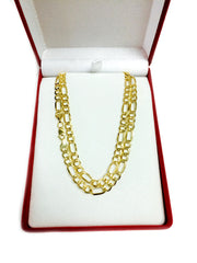 10k Yellow Gold Hollow Figaro Chain Necklace, 5.4mm fine designer jewelry for men and women