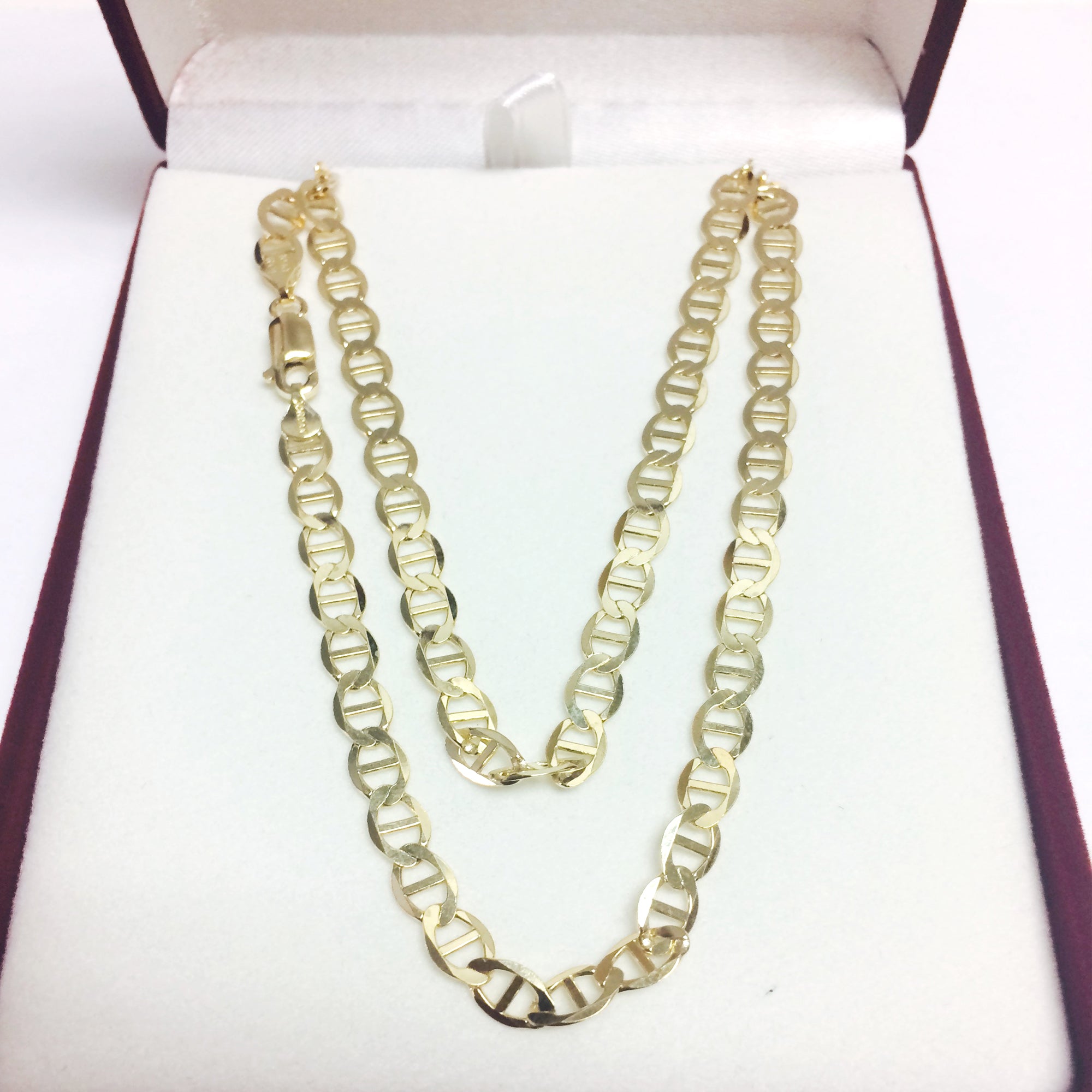 Collier chaîne à maillons Mariner en or jaune 10 carats, bijoux de créateur fins de 5,5 mm pour hommes et femmes