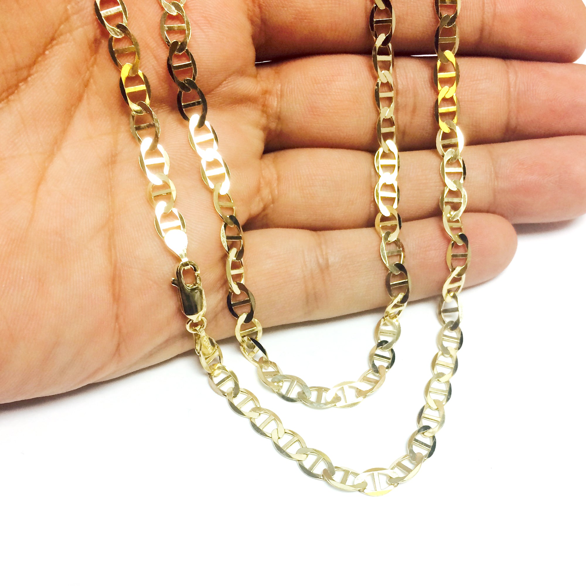 Collar de cadena de eslabones marineros de oro amarillo de 10 quilates, joyería fina de diseño de 5,5 mm para hombres y mujeres