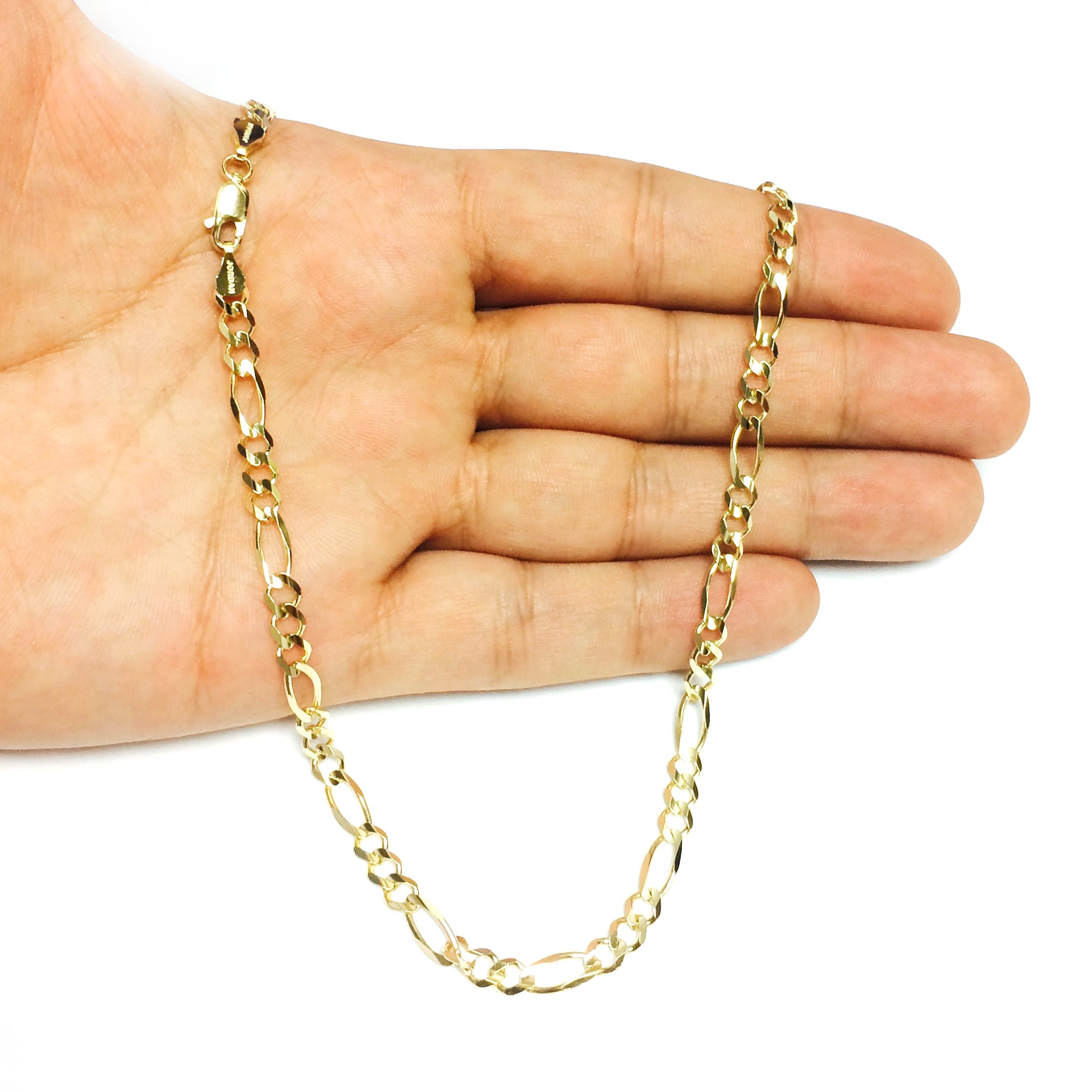 Collana a catena Figaro in oro massiccio giallo 10k, gioielleria raffinata da 5,0 mm per uomini e donne