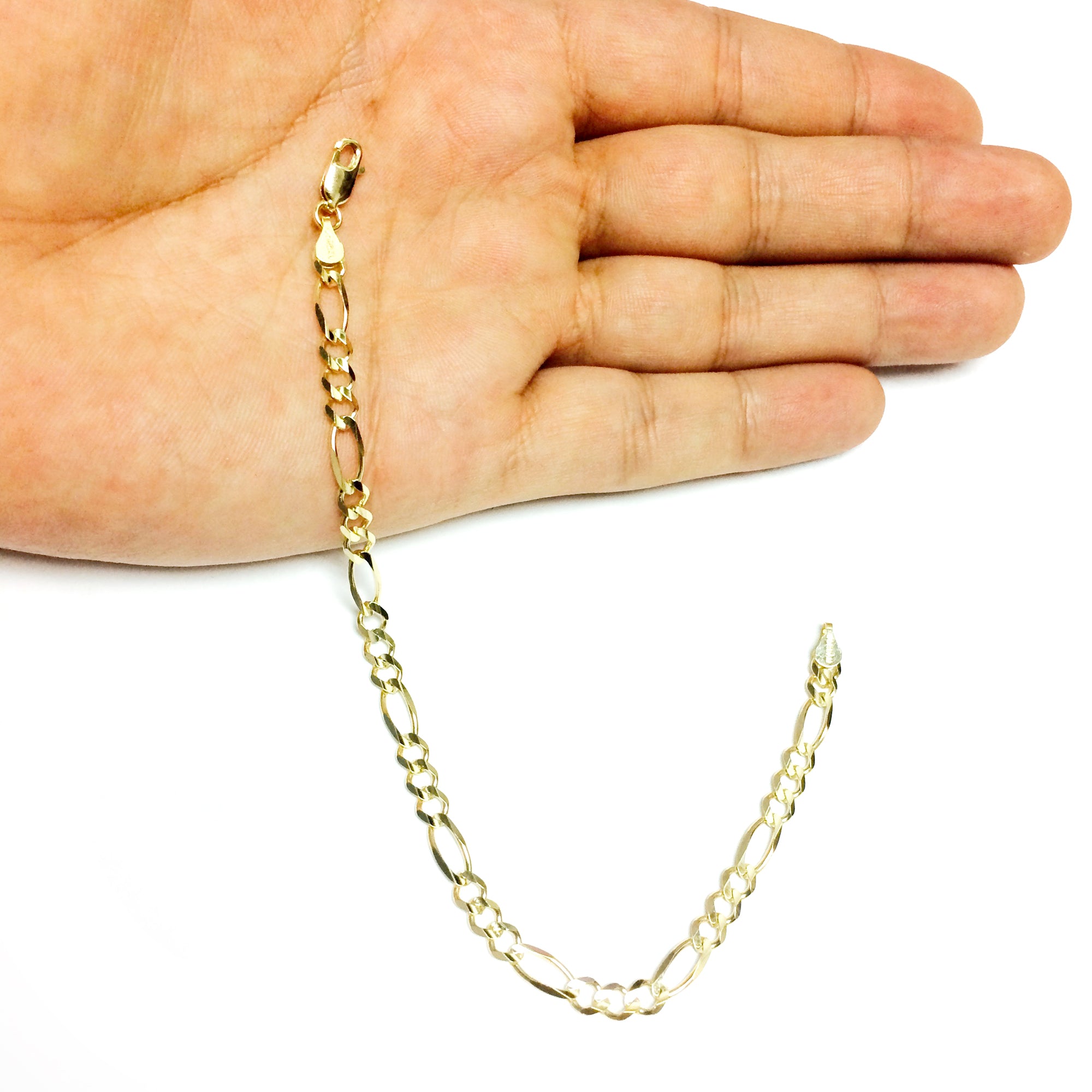 10k Yellow Gold Solid Figaro Chain Bracelet, 5.0mm