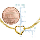 10K Yellow Gold Double Strand With Heart Anklet, 10"