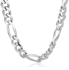 Sterling Silver Rhodium Plated Figaro Chain Necklace, 11.5mm, 24" fine designer jewelry for men and women
