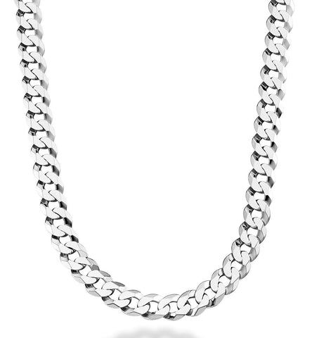 Sterling Silver Rhodium Plated Curb Chain Necklace, 13.5mm, 24"