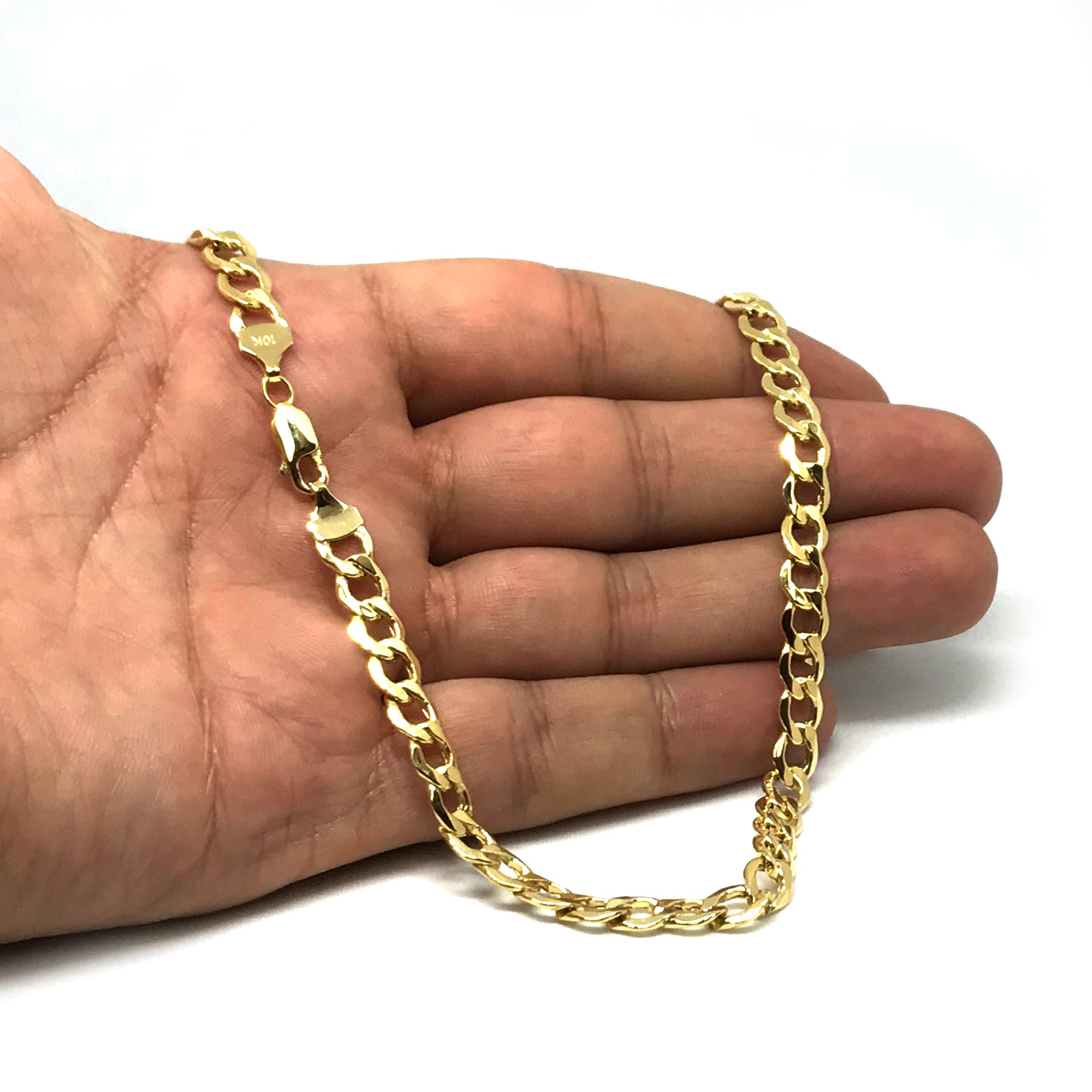 10k Yellow Gold Curb Hollow Chain Necklace, 6.1mm