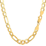 10k Yellow Gold Hollow Figaro Bracelet Chain, 6.5mm, 8.5"