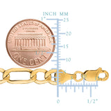 10k Yellow Gold Hollow Figaro Bracelet Chain, 6.5mm, 8.5"