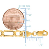 14K Yellow Gold Filled Solid Figaro Chain Necklace, 7.0 mm Wide