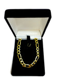10k Yellow Gold Hollow Figaro Bracelet Chain, 6.5mm, 8.5"