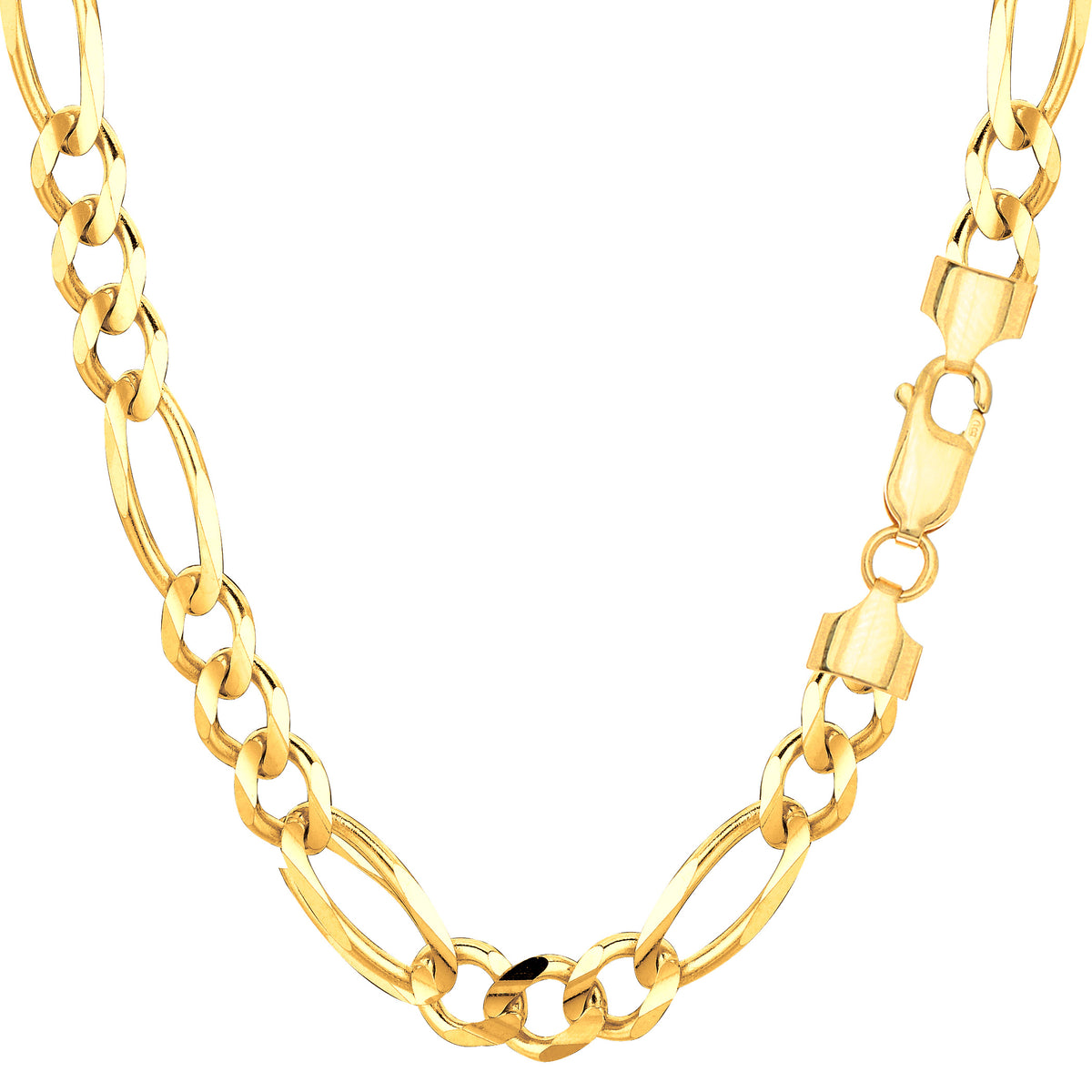 10k Yellow Solid Gold Figaro Chain Bracelet, 5.0mm, 8.5" fine designer jewelry for men and women