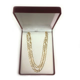 10k Yellow Solid Gold Figaro Chain Necklace, 6.0mm