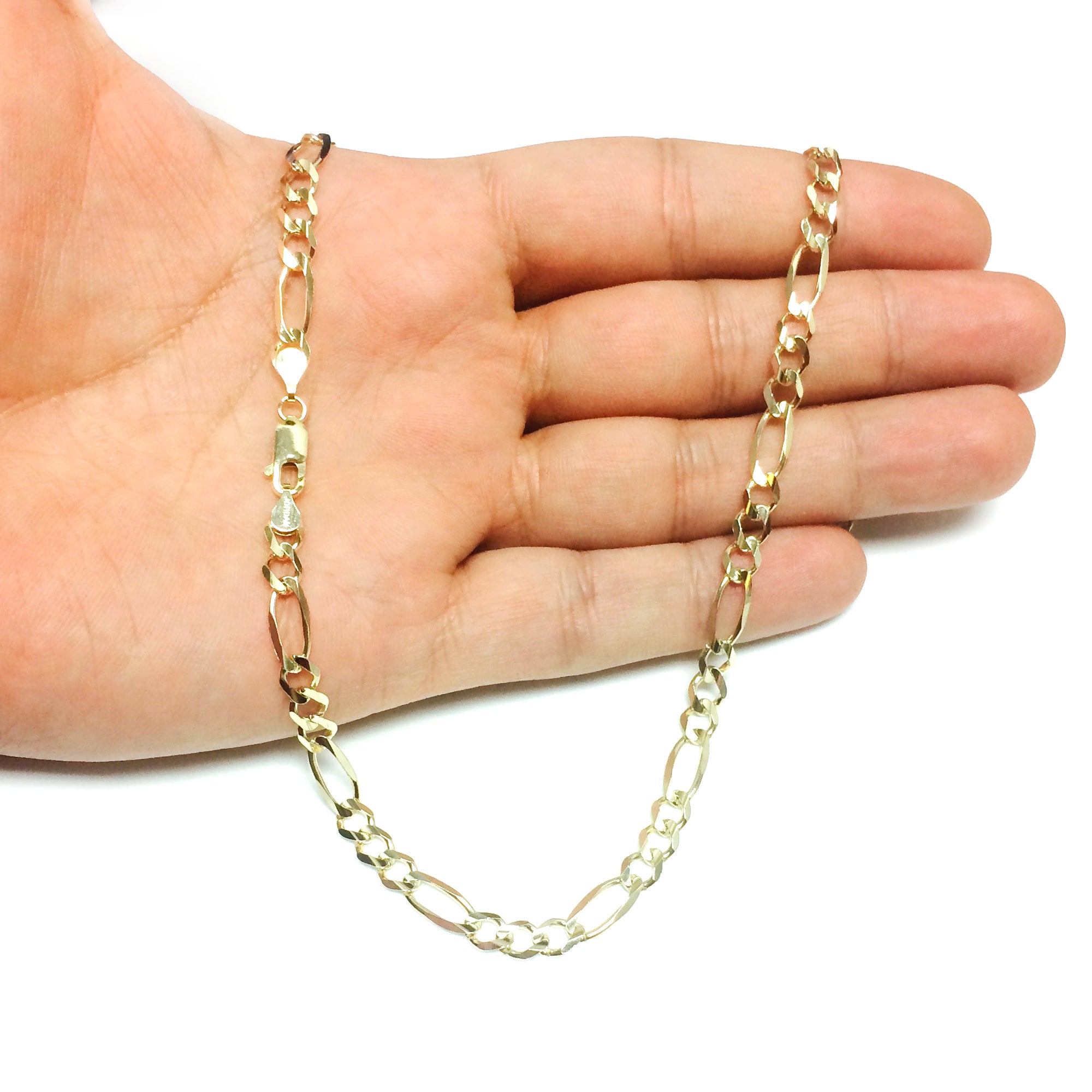 10k Yellow Solid Gold Figaro Chain Necklace, 6.0mm fine designer jewelry for men and women