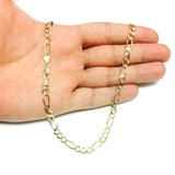10k Yellow Solid Gold Figaro Chain Necklace, 6.0mm