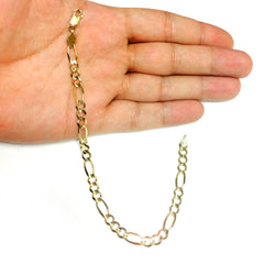 10k Yellow Solid Gold Figaro Chain Bracelet, 5.0mm, 8.5" fine designer jewelry for men and women