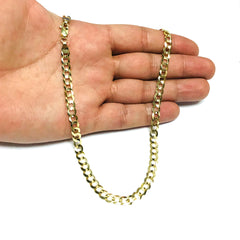 Collar de cadena curva cómoda de oro amarillo de 10 quilates, joyería fina de diseño de 5,7 mm para hombres y mujeres