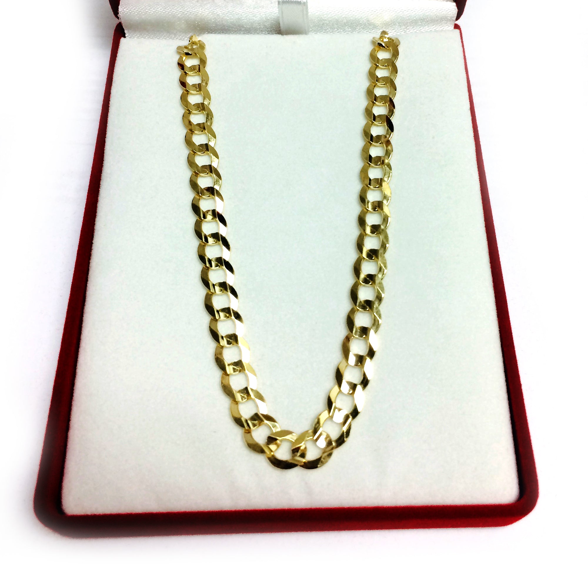 10k Yellow Gold Comfort Curb Chain Necklace, 7.0mm fine designer jewelry for men and women