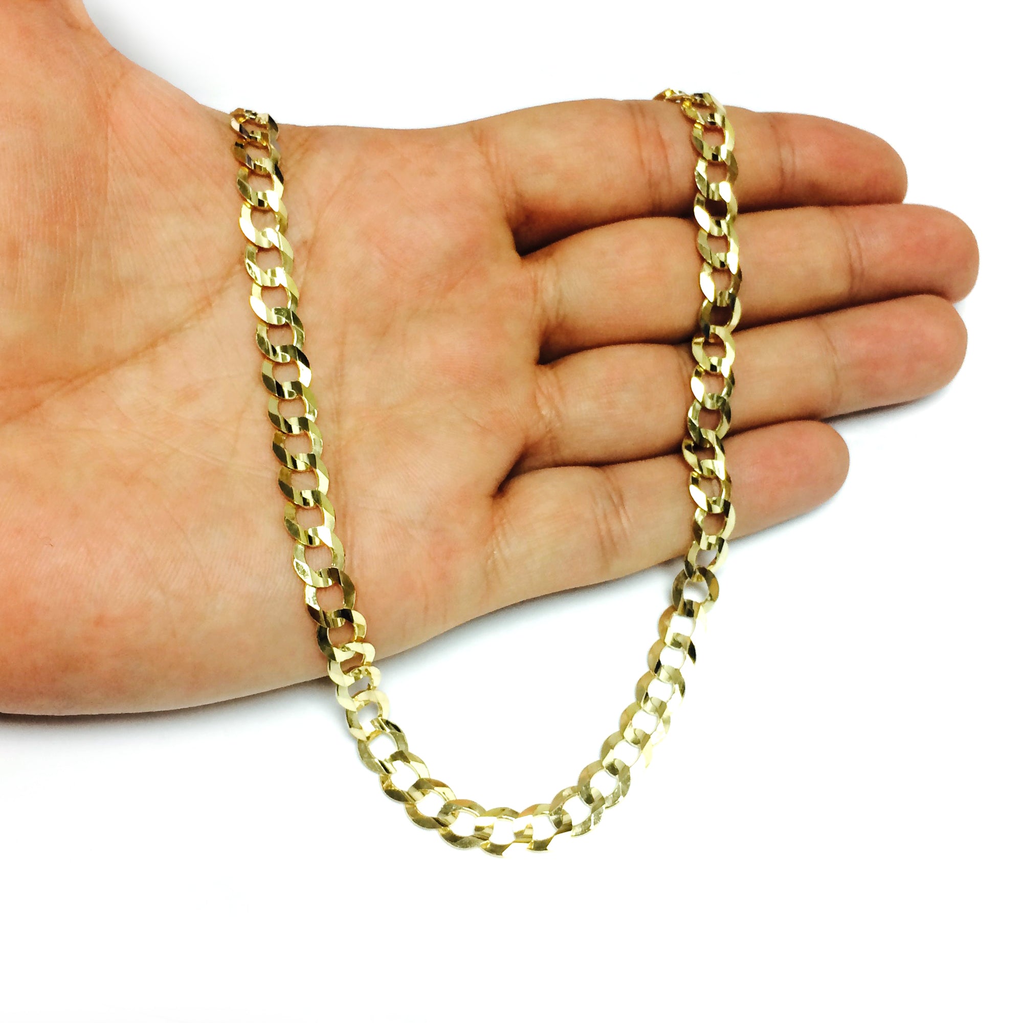 10k Yellow Gold Comfort Curb Chain Necklace, 7.0mm