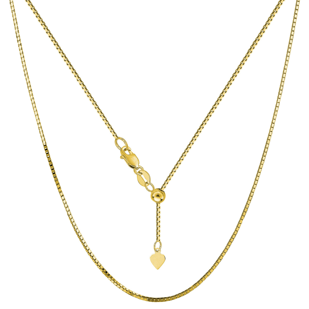 10k Yellow Gold Adjustable Box Link Chain Necklace, 0.85mm, 22" fine designer jewelry for men and women