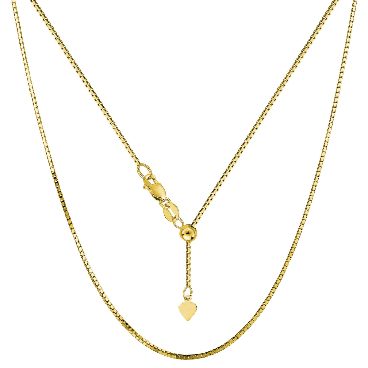 10k Yellow Gold Adjustable Box Link Chain Necklace, 0.85mm, 22"