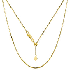 Collar de cadena de eslabones de caja ajustable de oro amarillo de 10 quilates, 0,85 mm, 22 pulgadas, joyería fina de diseño para hombres y mujeres
